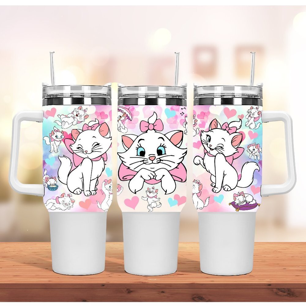 Disney Starbucks The Aristocats Marie 40 oz Tumbler/Water bottle/Mug wit…